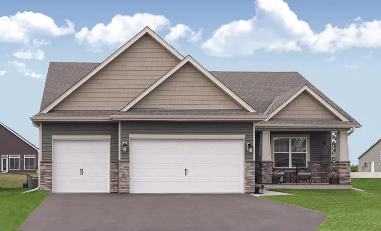 White vertical short panel garage door with no windows installed on a residential home.