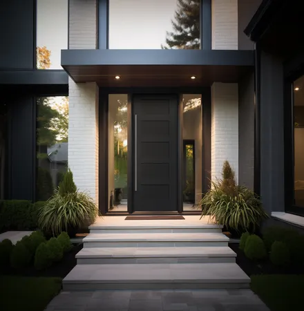 8 foot tall Black Brushed smooth fiberglass entry door, in a 5-panel horizontal style